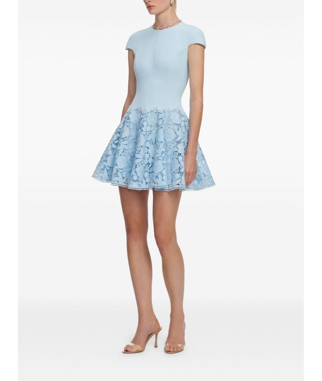 SELF-PORTRAIT Голубое шелковое повседневное платье, фото 4