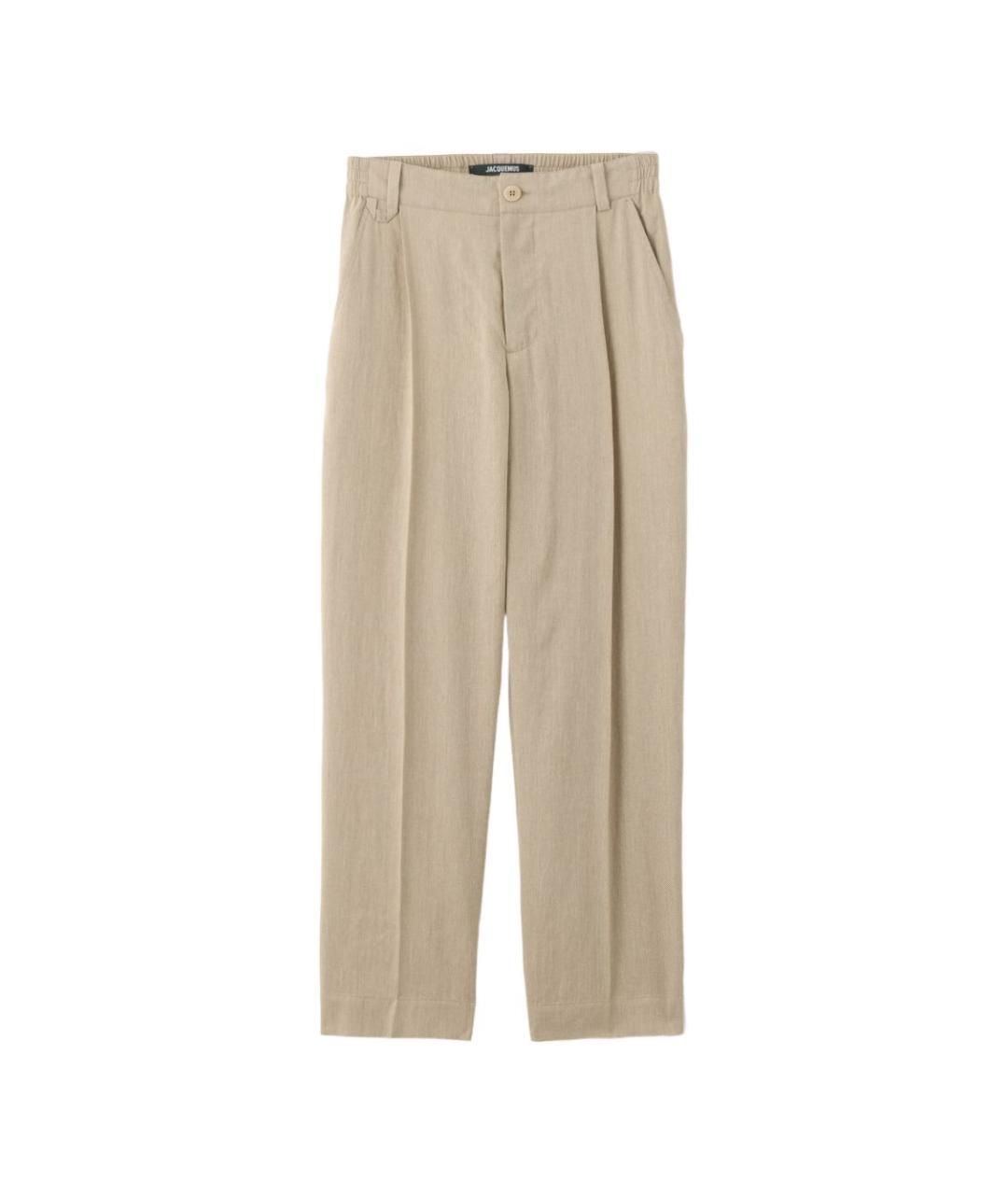 JACQUEMUS Бежевые хлопковые повседневные брюки, фото 1