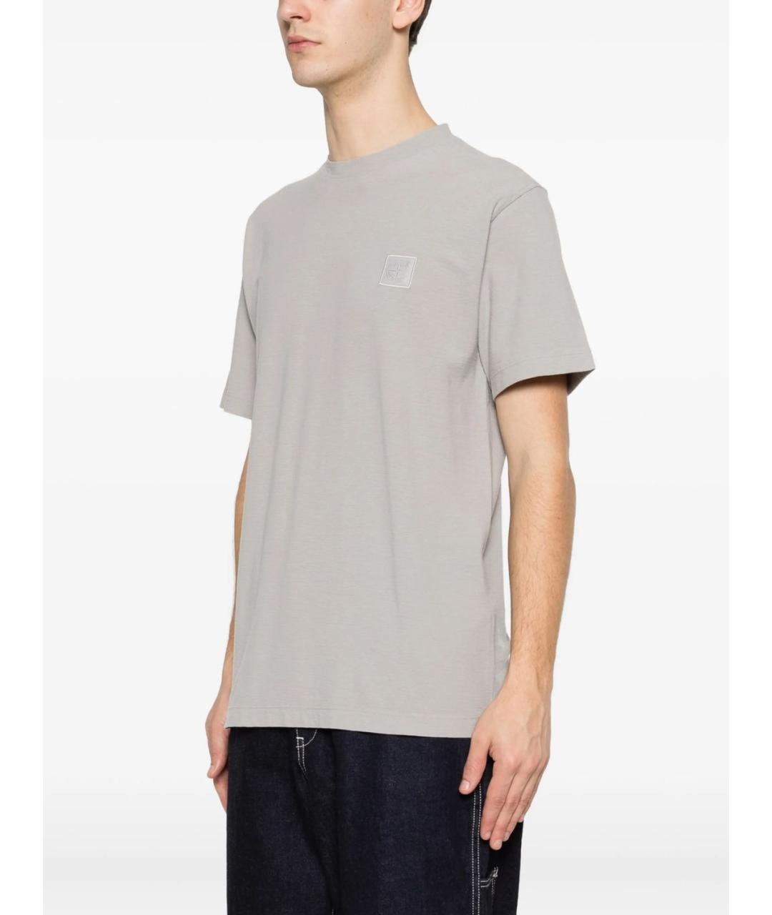 STONE ISLAND Серая хлопковая футболка, фото 4