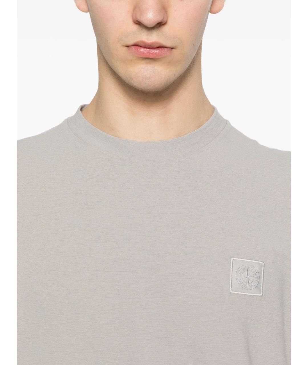 STONE ISLAND Серая хлопковая футболка, фото 5