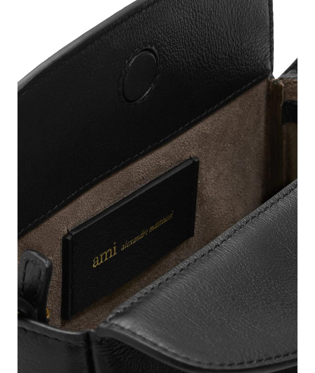 Ami Paris Черная кожаная сумка через плечо, фото 3