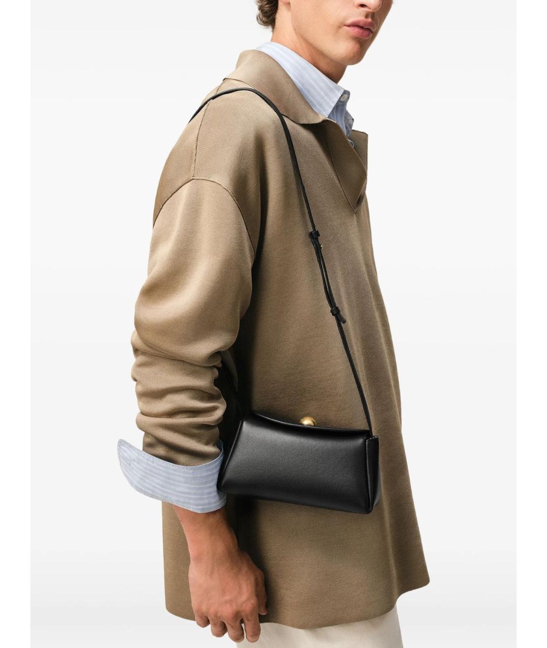 Ami Paris Черная кожаная сумка через плечо, фото 5