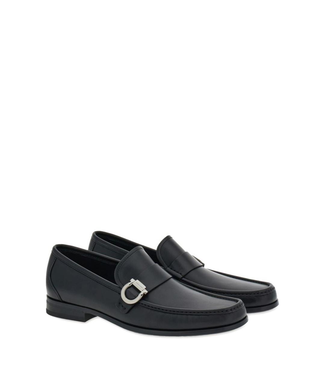 FERRAGAMO Черные кожаные лоферы, фото 5