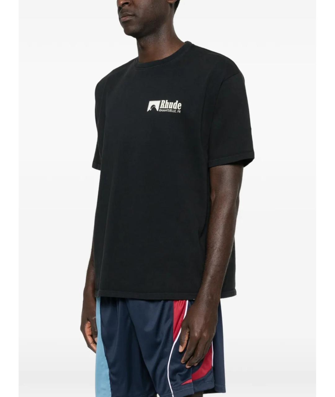 RHUDE Черная хлопковая футболка, фото 3