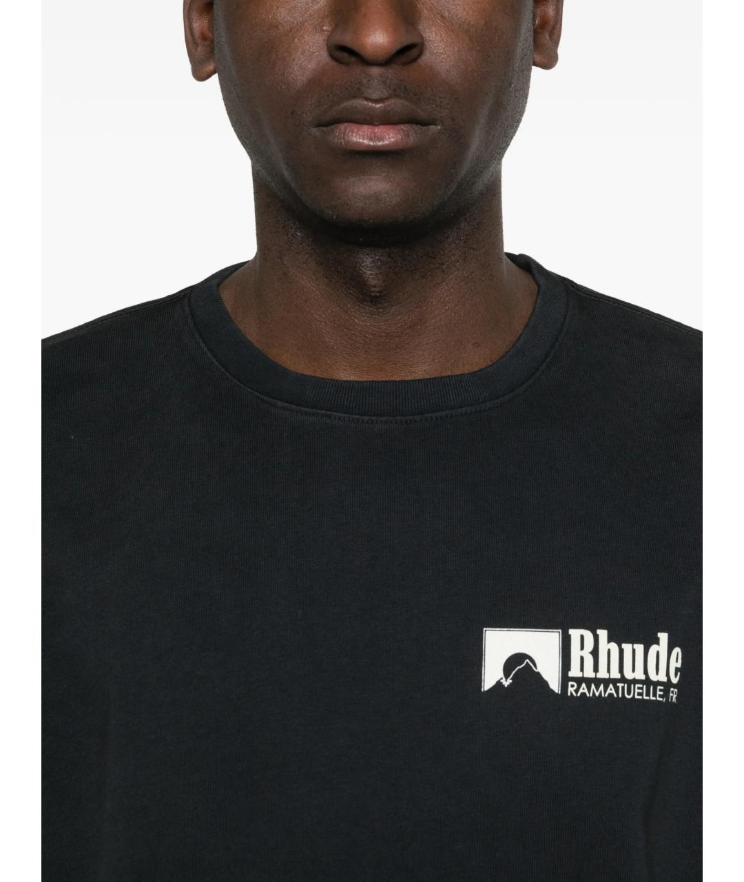 RHUDE Черная хлопковая футболка, фото 5