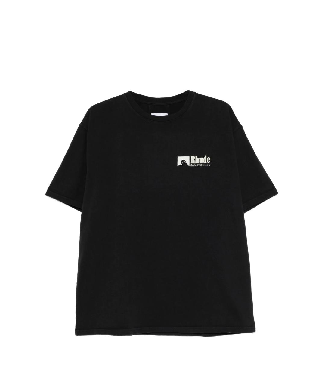 RHUDE Черная хлопковая футболка, фото 1