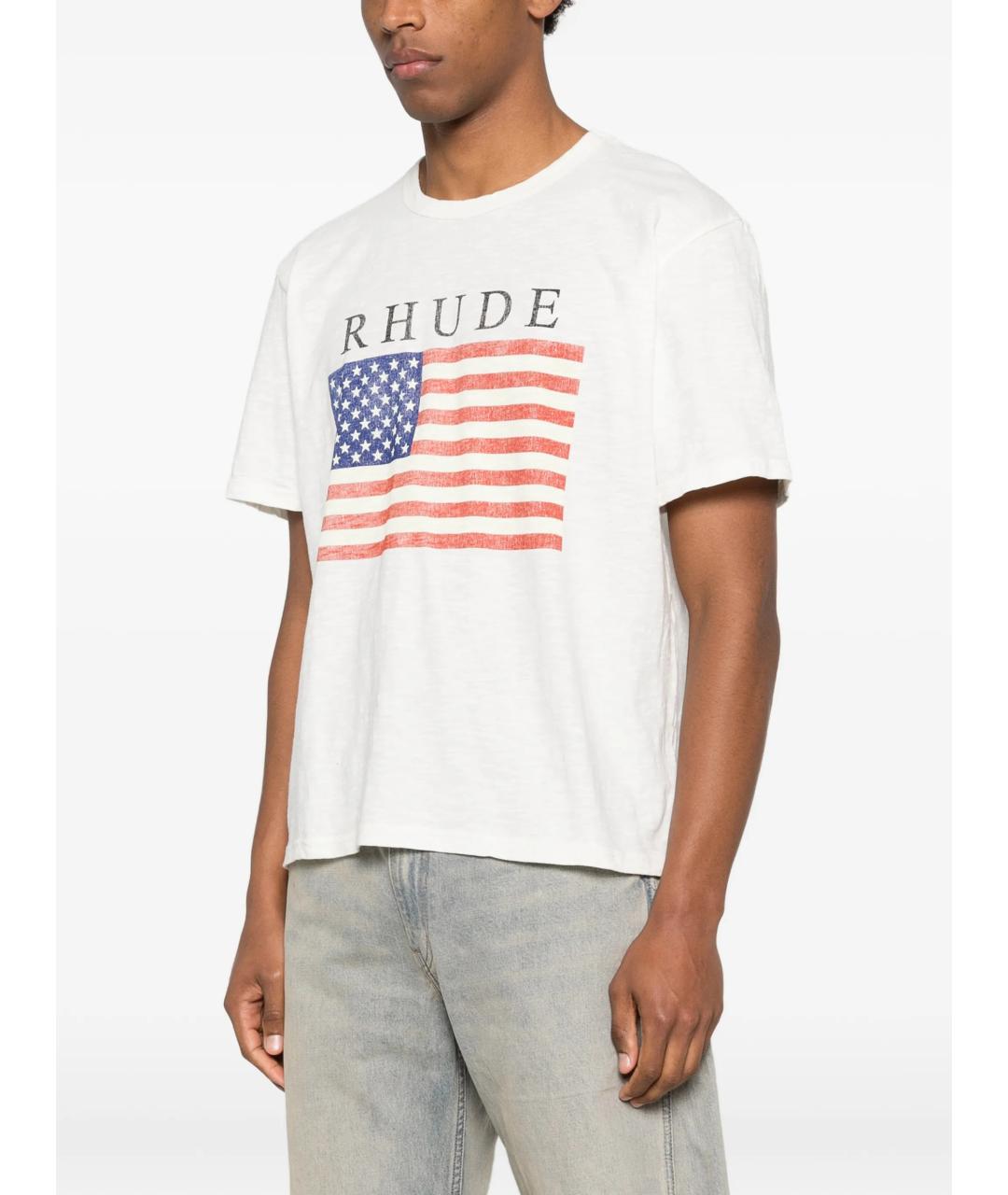 RHUDE Белая хлопковая футболка, фото 3