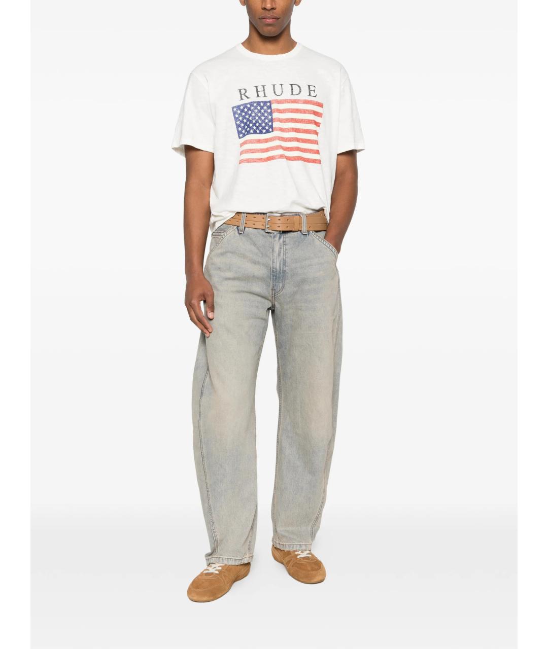 RHUDE Белая хлопковая футболка, фото 2