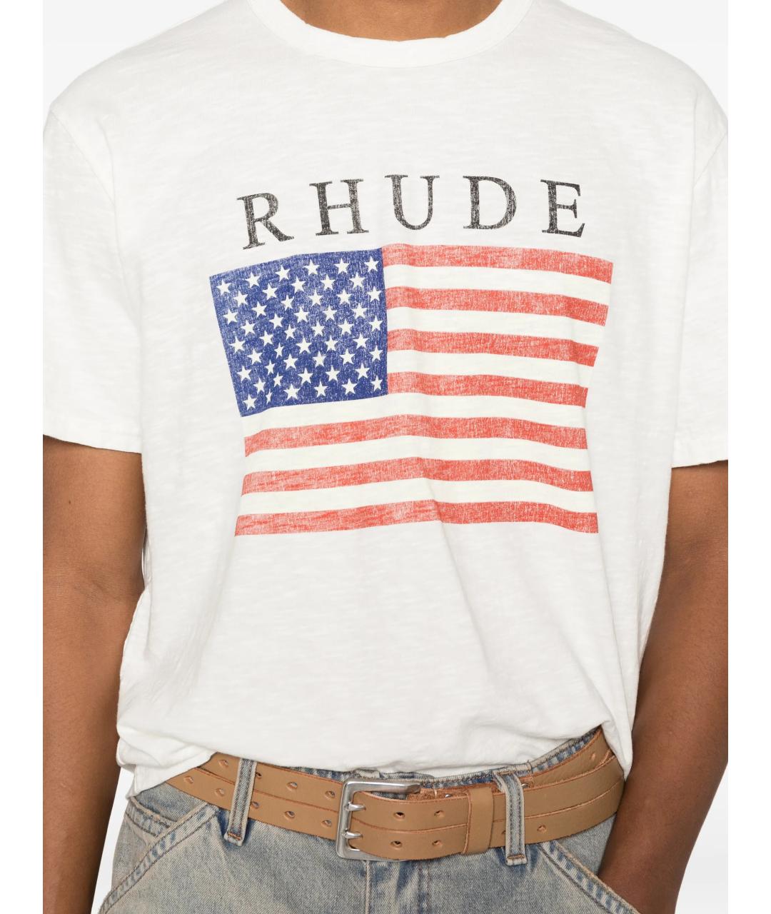 RHUDE Белая хлопковая футболка, фото 5