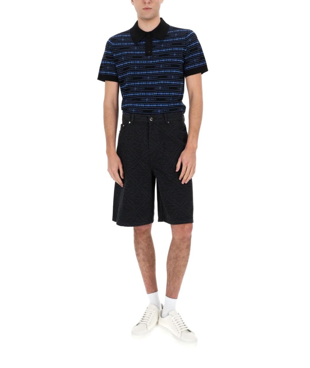 CASABLANCA Темно-синее хлопко-шерстяное поло с коротким рукавом, фото 5