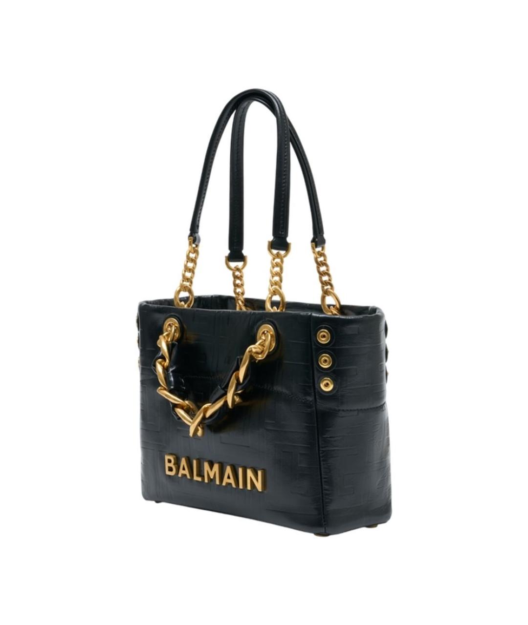 BALMAIN Черная кожаная сумка тоут, фото 2