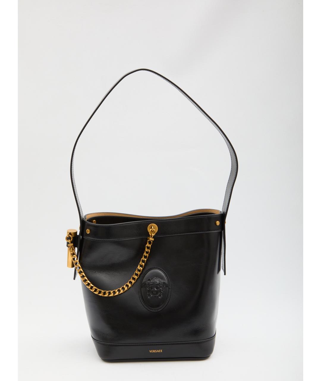 VERSACE Черная кожаная сумка через плечо, фото 6