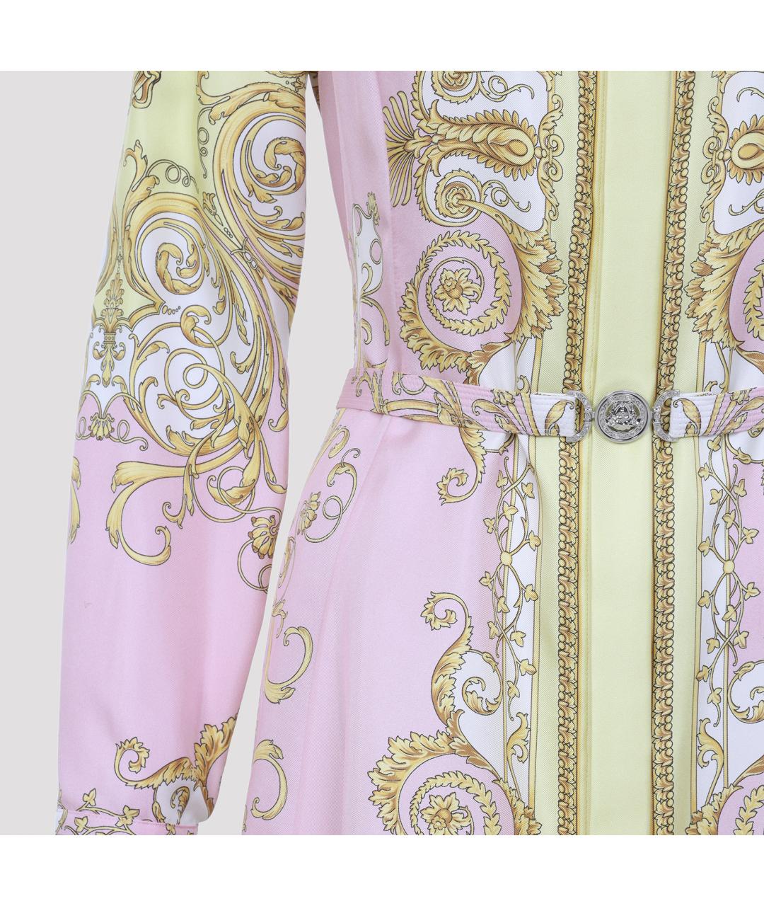 VERSACE Розовое шелковое повседневное платье, фото 4