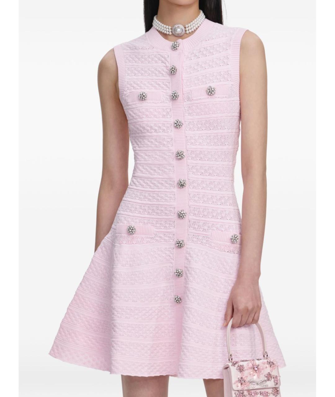 SELF-PORTRAIT Розовое полиэстеровое повседневное платье, фото 1