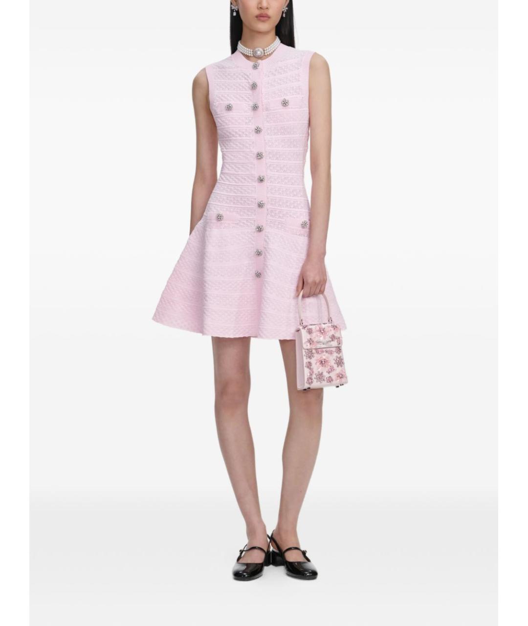 SELF-PORTRAIT Розовое полиэстеровое повседневное платье, фото 5