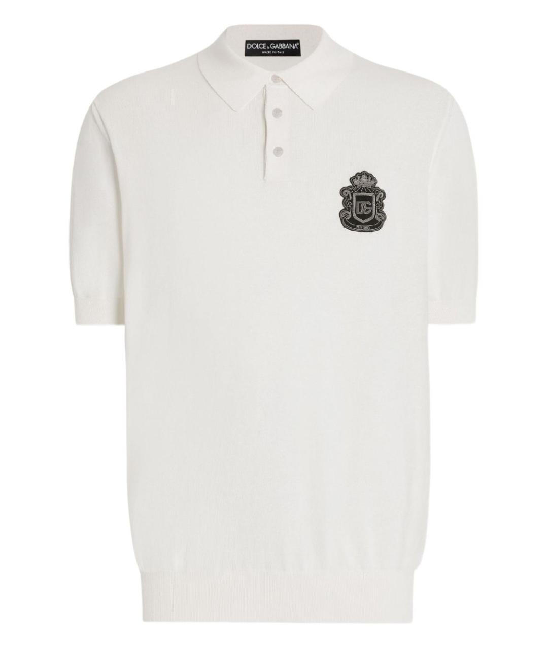 DOLCE&GABBANA Белое хлопковое поло с коротким рукавом, фото 1