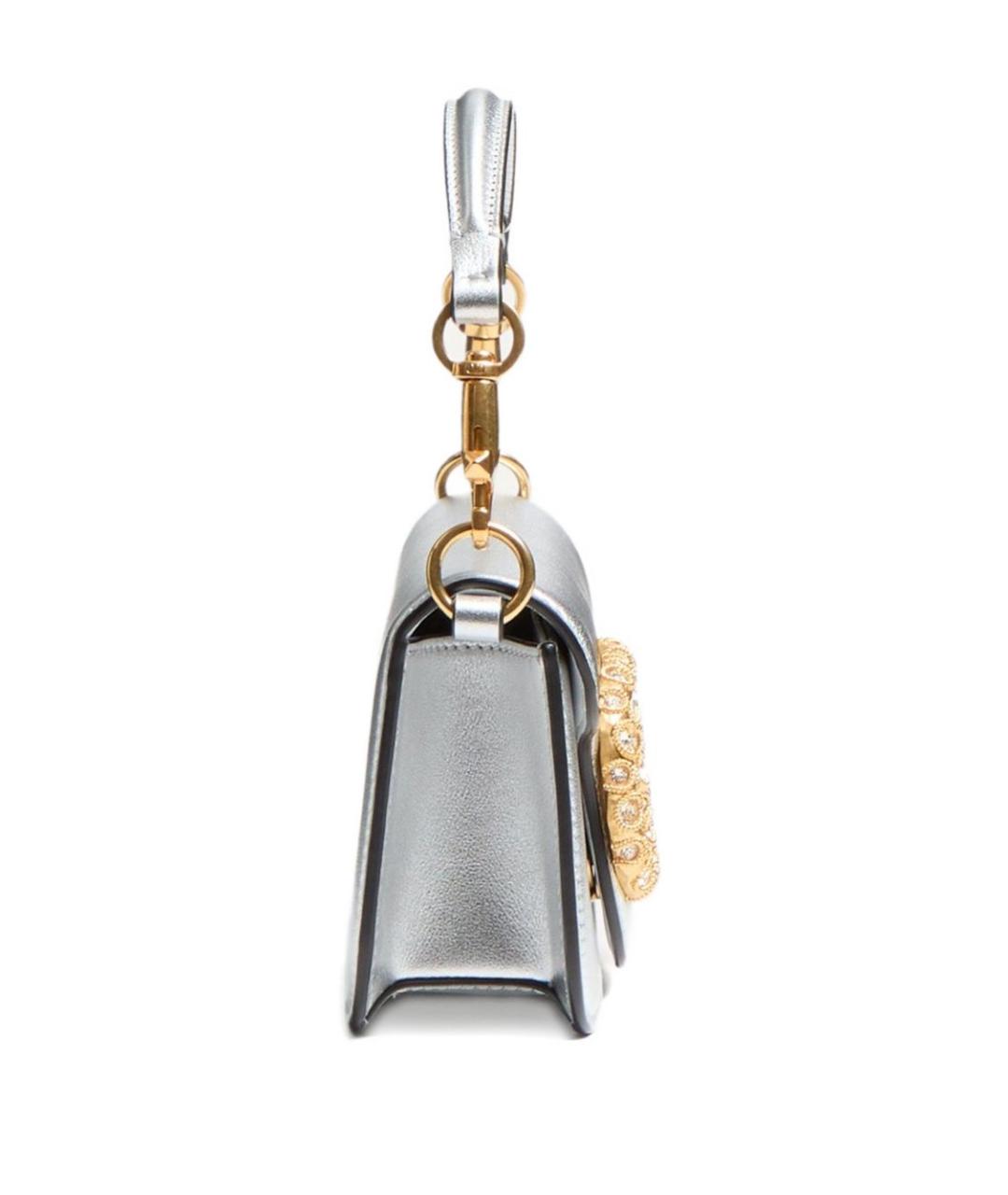 VALENTINO Серебряная кожаная сумка через плечо, фото 5