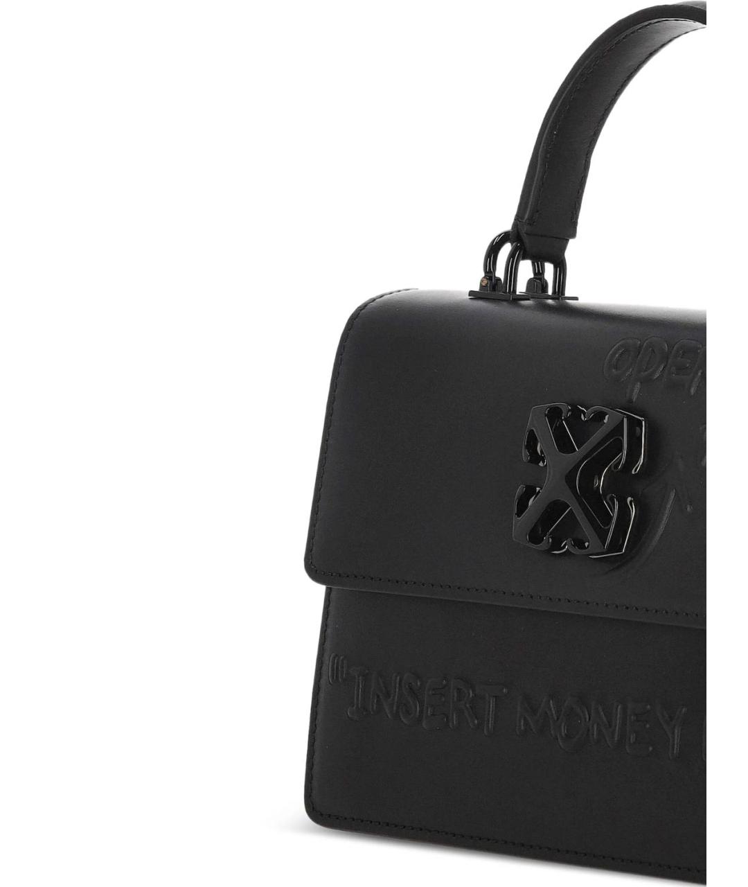 OFF-WHITE Черная кожаная сумка с короткими ручками, фото 3