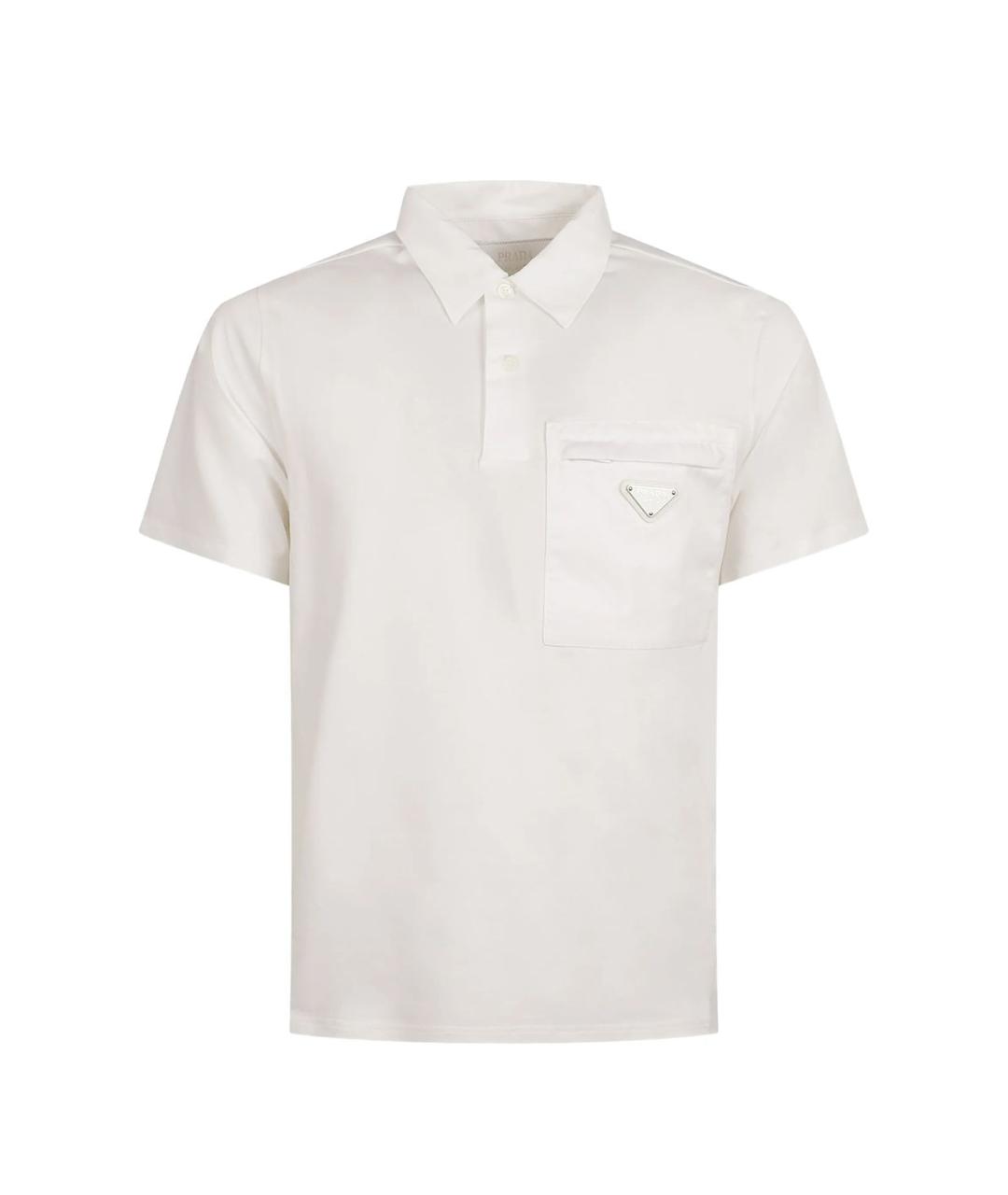 PRADA Белое хлопковое поло с коротким рукавом, фото 1