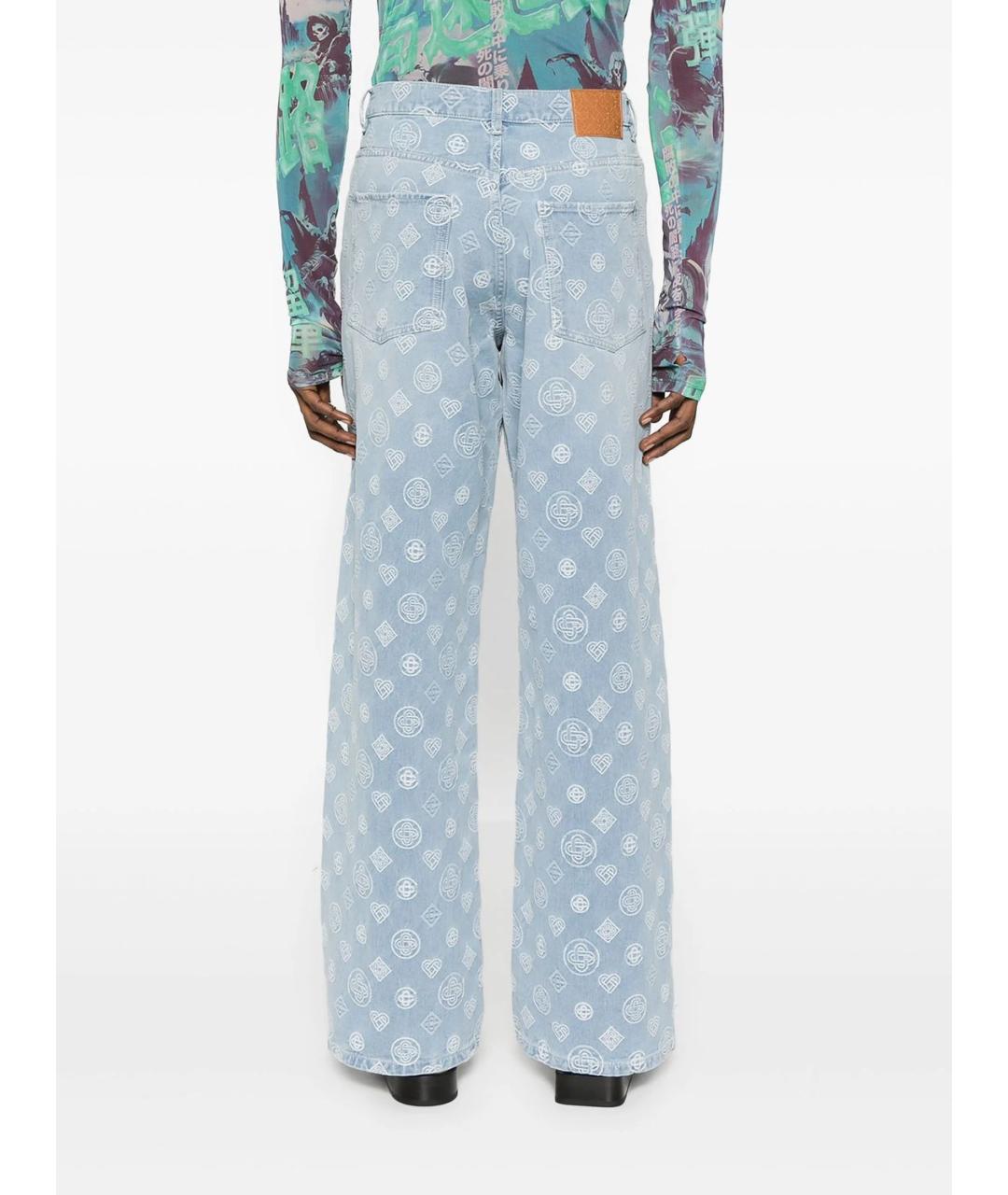 CASABLANCA Голубые хлопковые прямые джинсы, фото 4