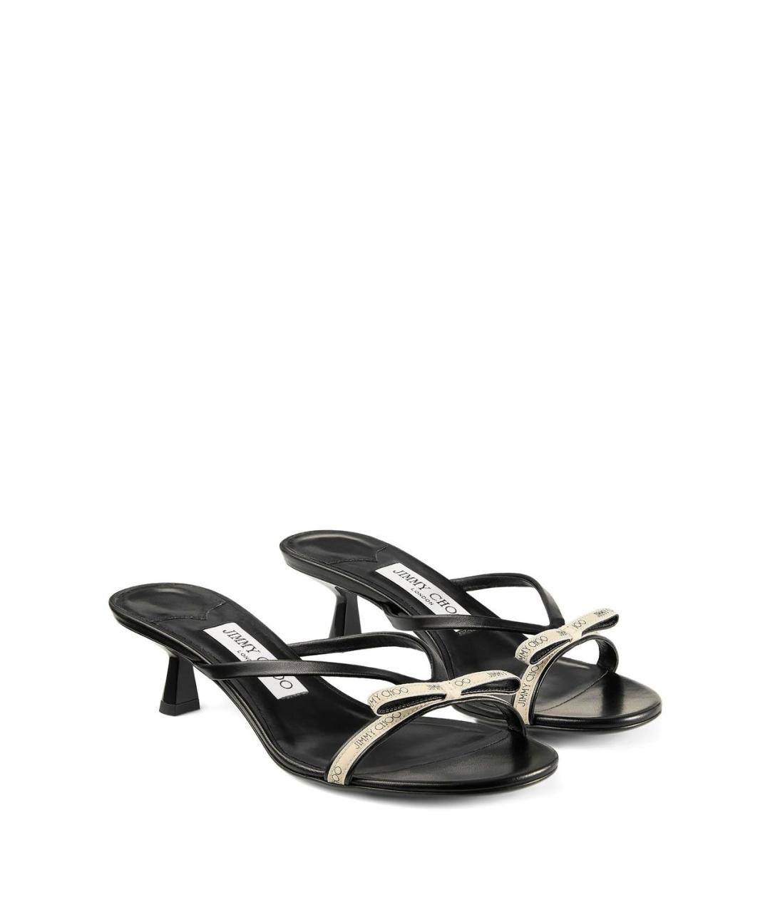 JIMMY CHOO Черные кожаные мюли, фото 2