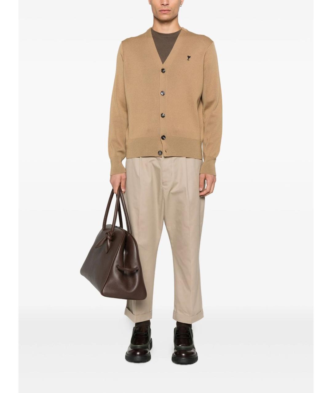 Ami Paris Бежевые хлопковые повседневные брюки, фото 4