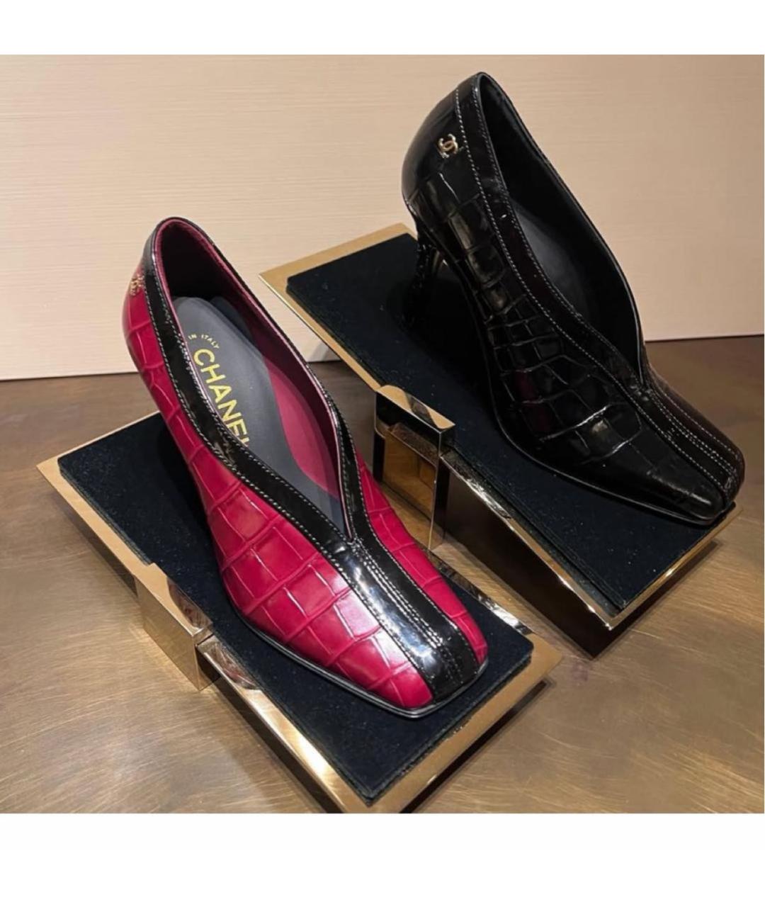 CHANEL Бордовые кожаные туфли, фото 2