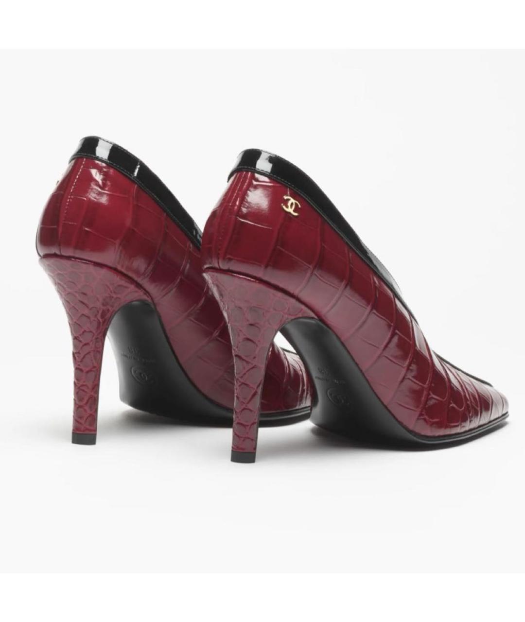 CHANEL Бордовые кожаные туфли, фото 3
