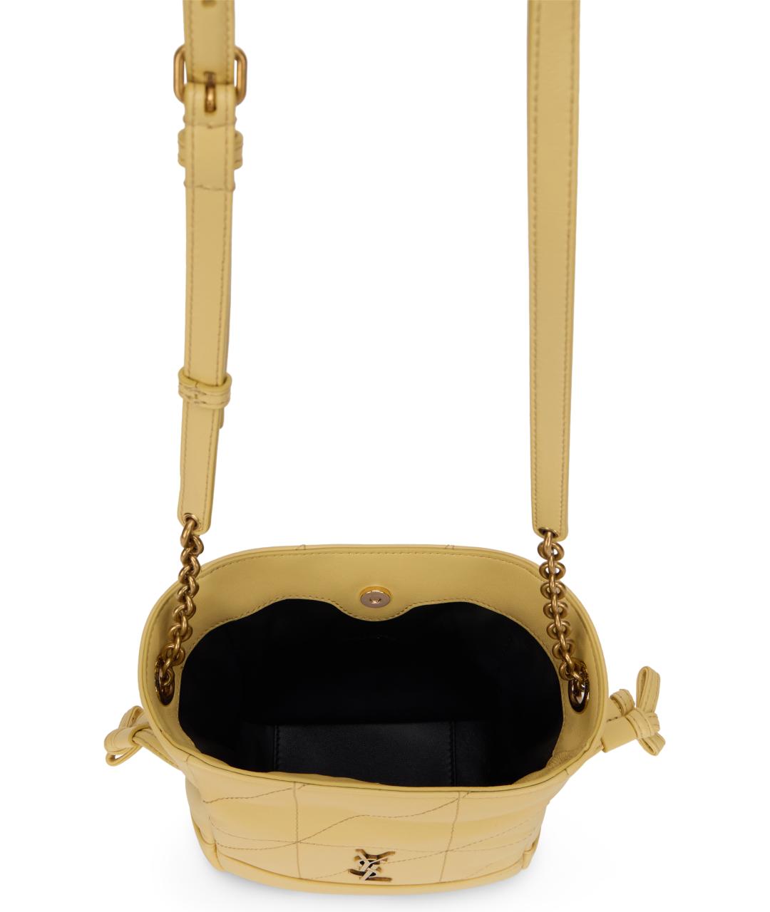 SAINT LAURENT Желтая кожаная сумка через плечо, фото 4