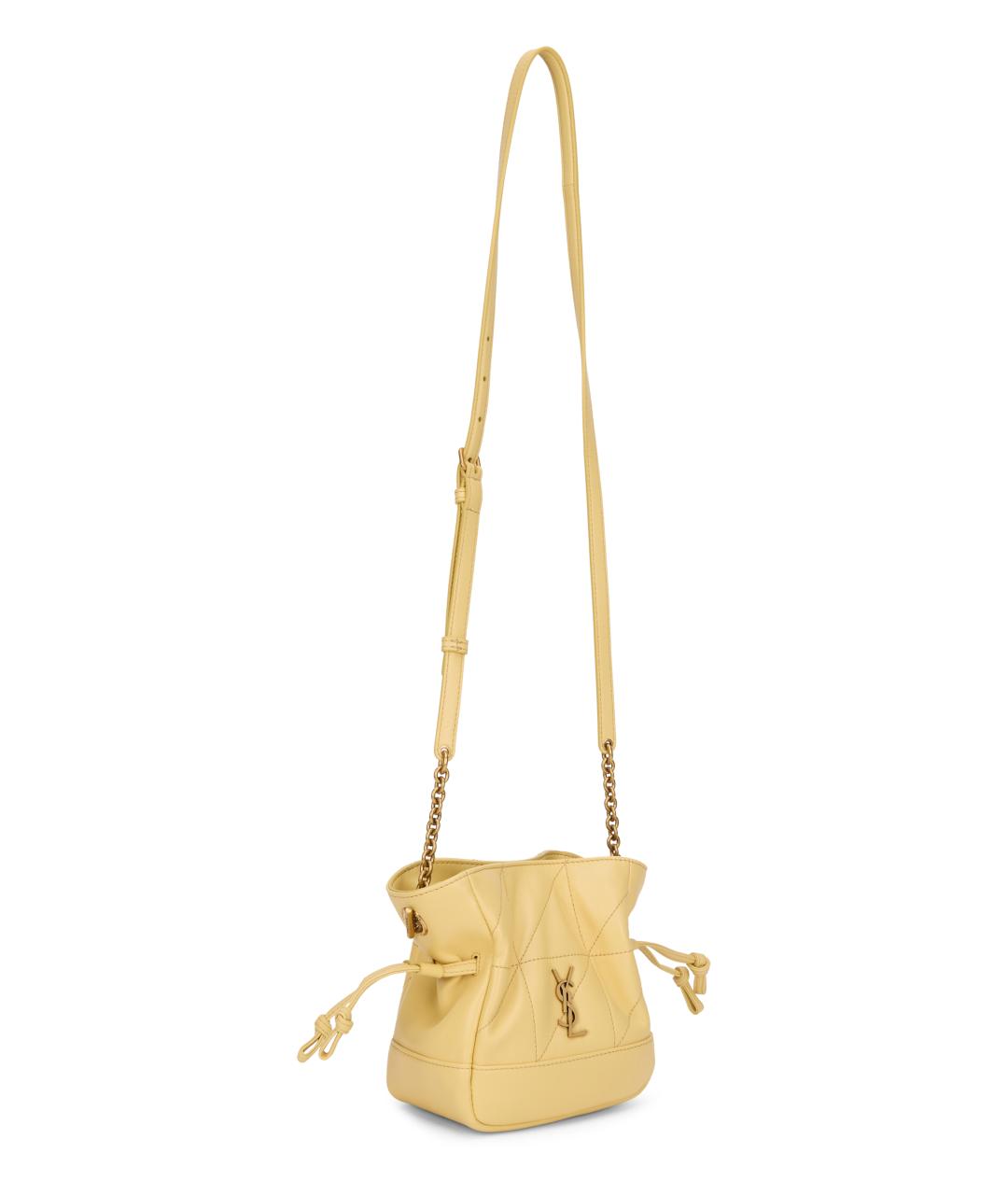 SAINT LAURENT Желтая кожаная сумка через плечо, фото 2