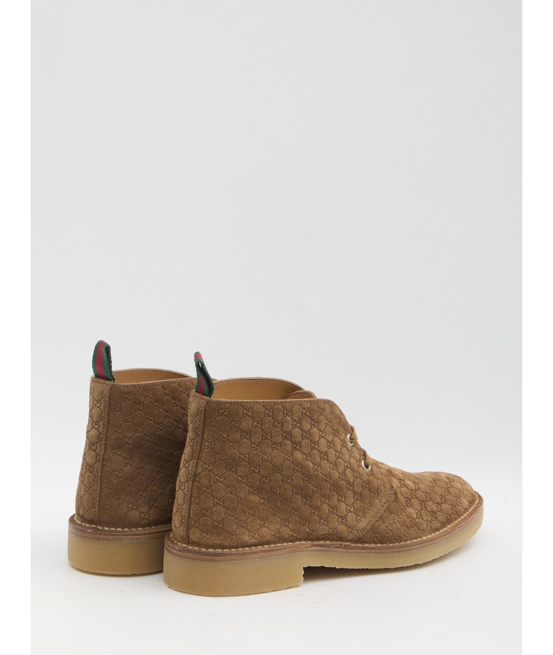GUCCI Коричневые кожаные низкие ботинки, фото 3