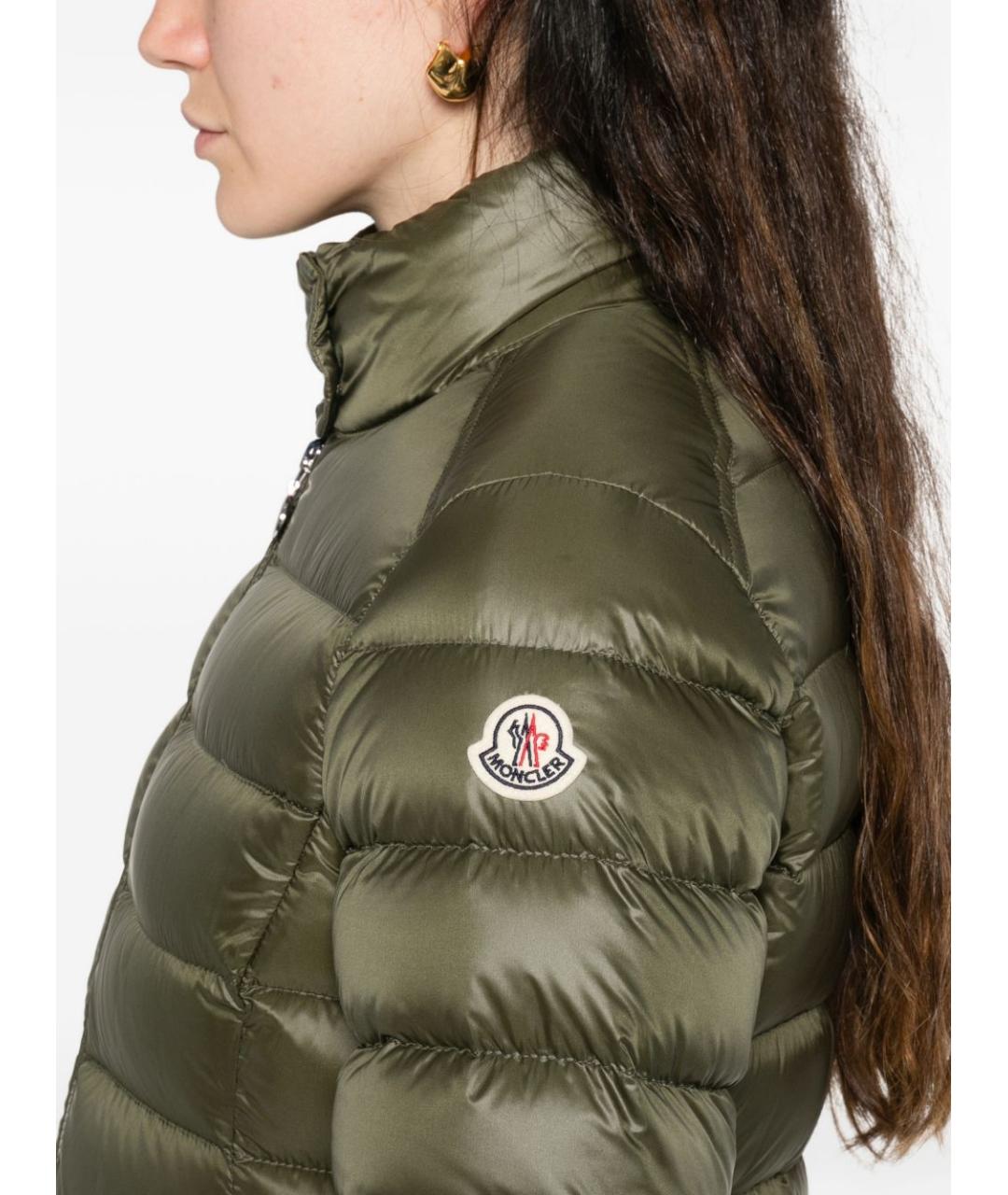 MONCLER Зеленый полиамидовый пуховик, фото 5