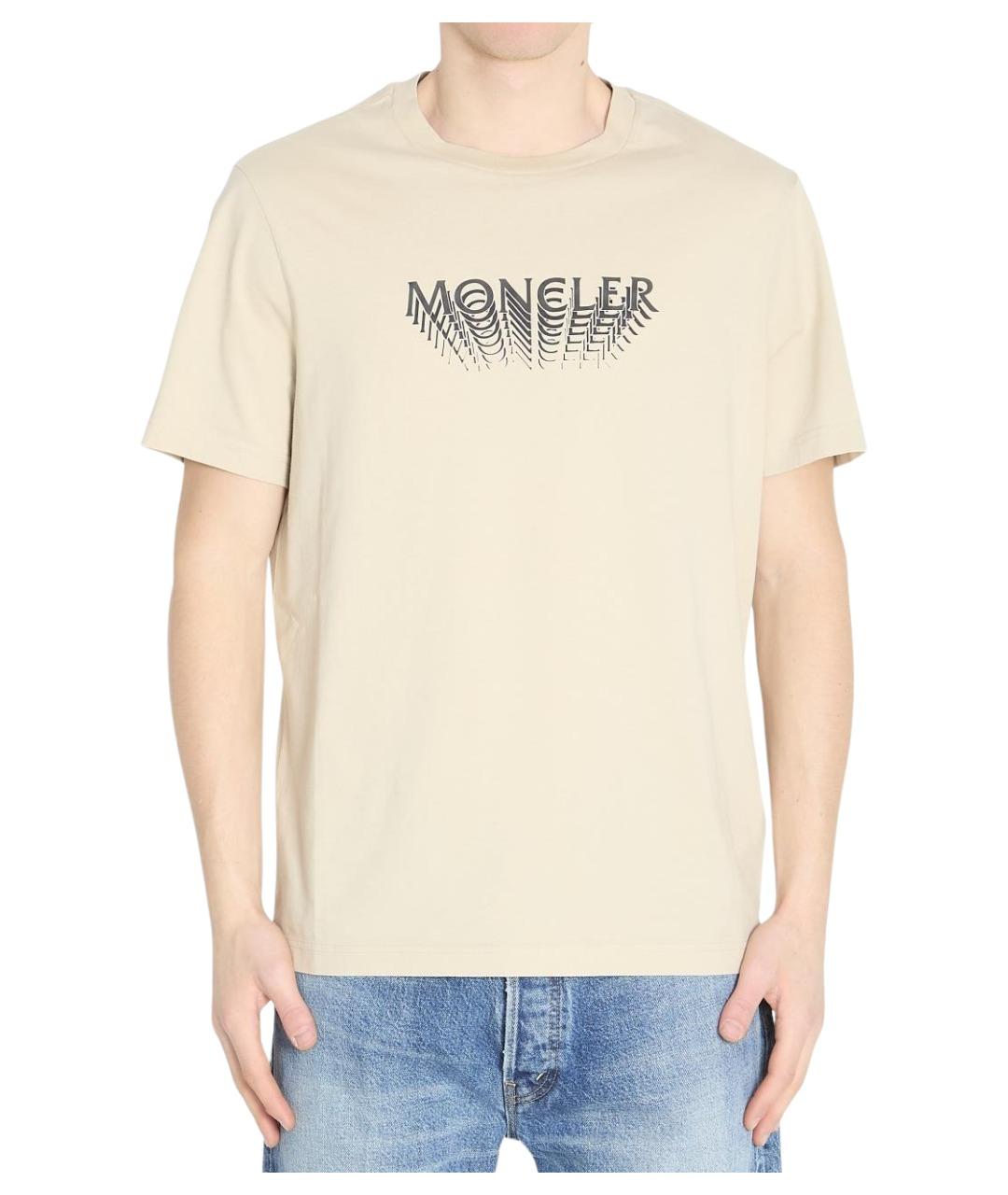 MONCLER Бежевая хлопковая футболка, фото 1