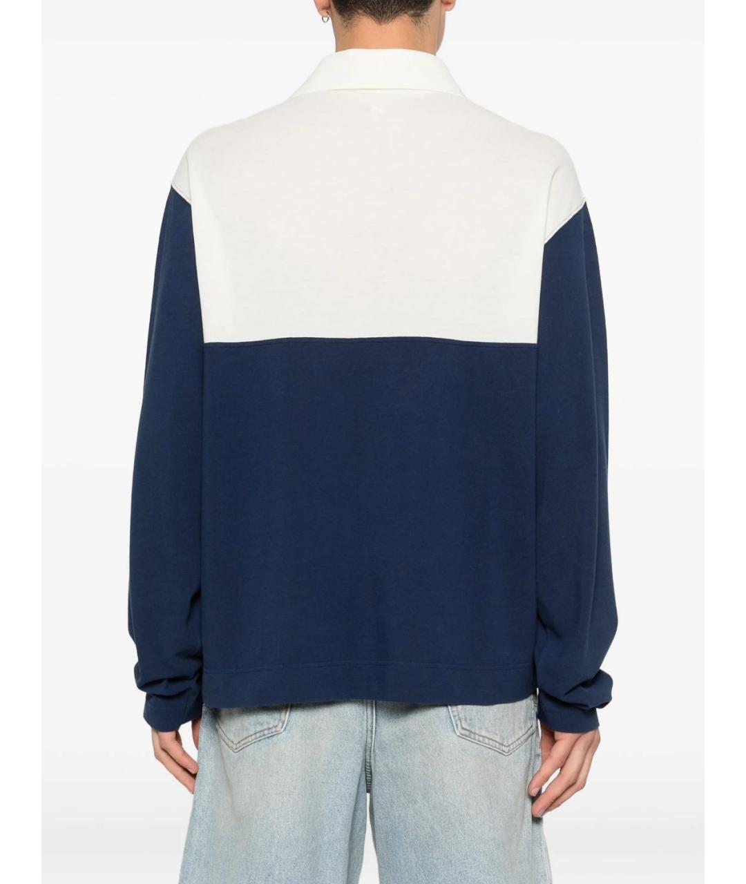 Ami Paris Синее хлопковое поло с длинным рукавом, фото 4