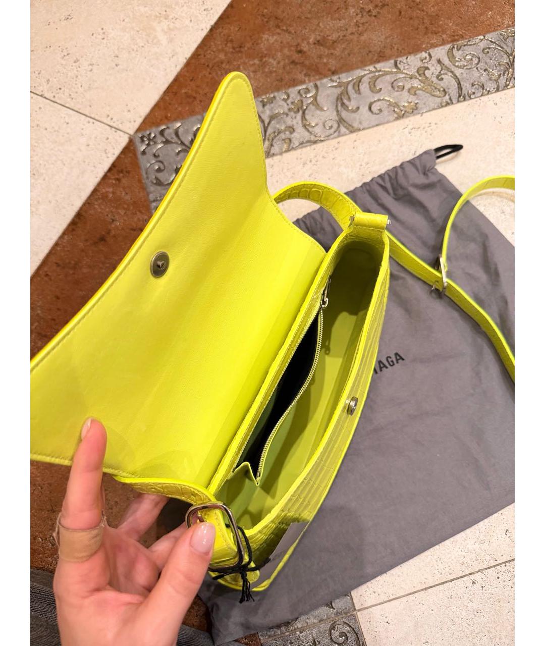 BALENCIAGA Желтая кожаная сумка через плечо, фото 3