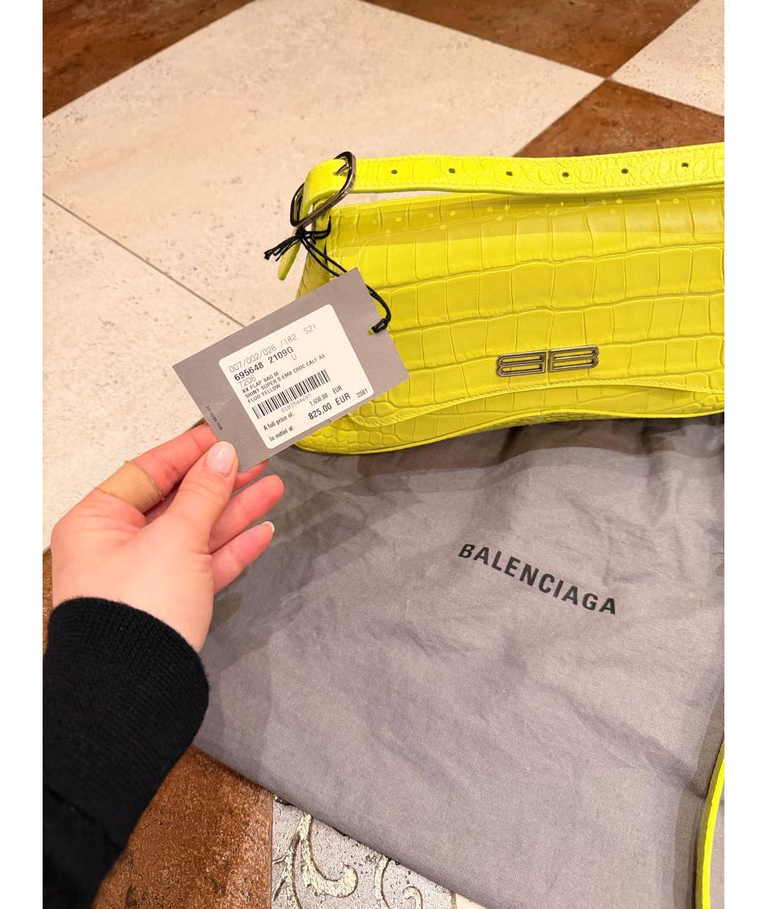 BALENCIAGA Желтая кожаная сумка через плечо, фото 2