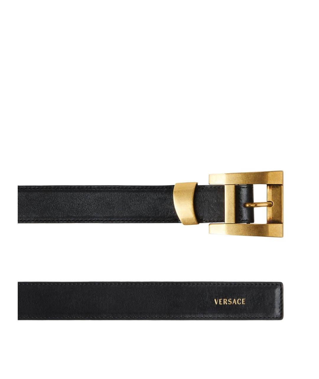 VERSACE Черный кожаный ремень, фото 3