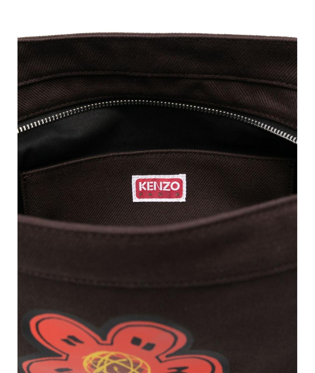 KENZO Коричневая хлопковая сумка на плечо, фото 5