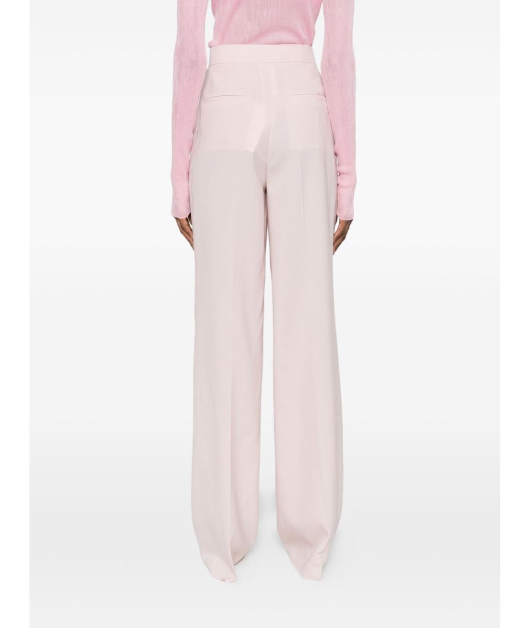 MAX MARA Розовые шерстяные прямые брюки, фото 4