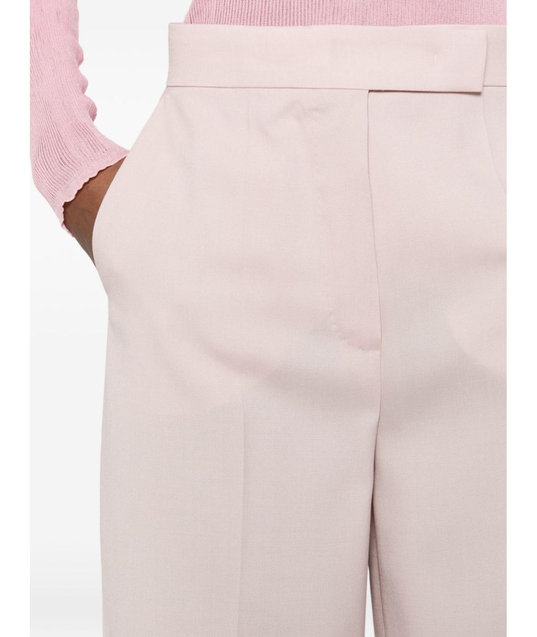 MAX MARA Розовые шерстяные прямые брюки, фото 3