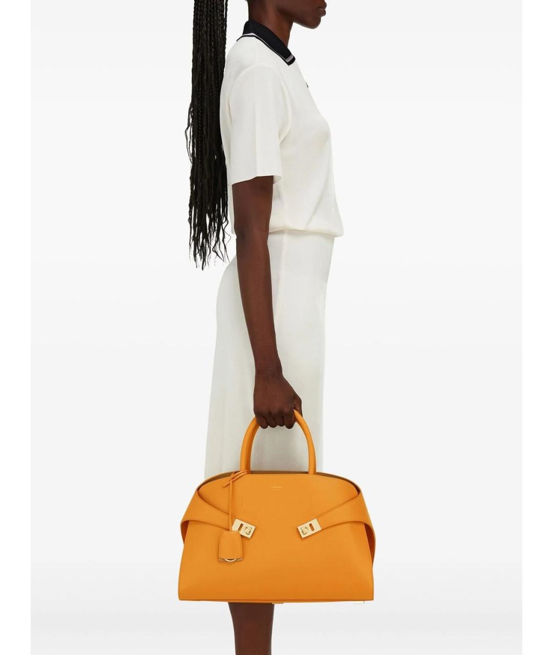 FERRAGAMO Оранжевая кожаная сумка тоут, фото 2