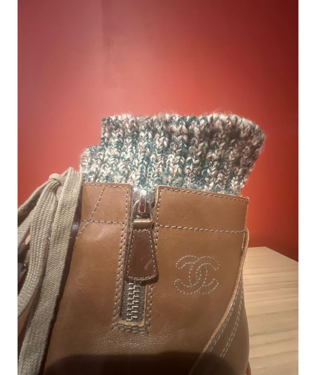 CHANEL Коричневые кожаные ботинки, фото 8