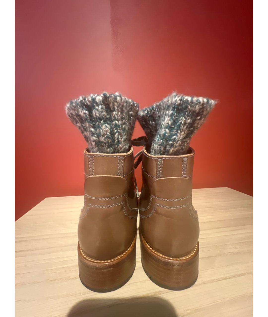 CHANEL Коричневые кожаные ботинки, фото 4