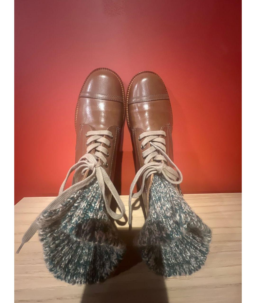 CHANEL Коричневые кожаные ботинки, фото 3