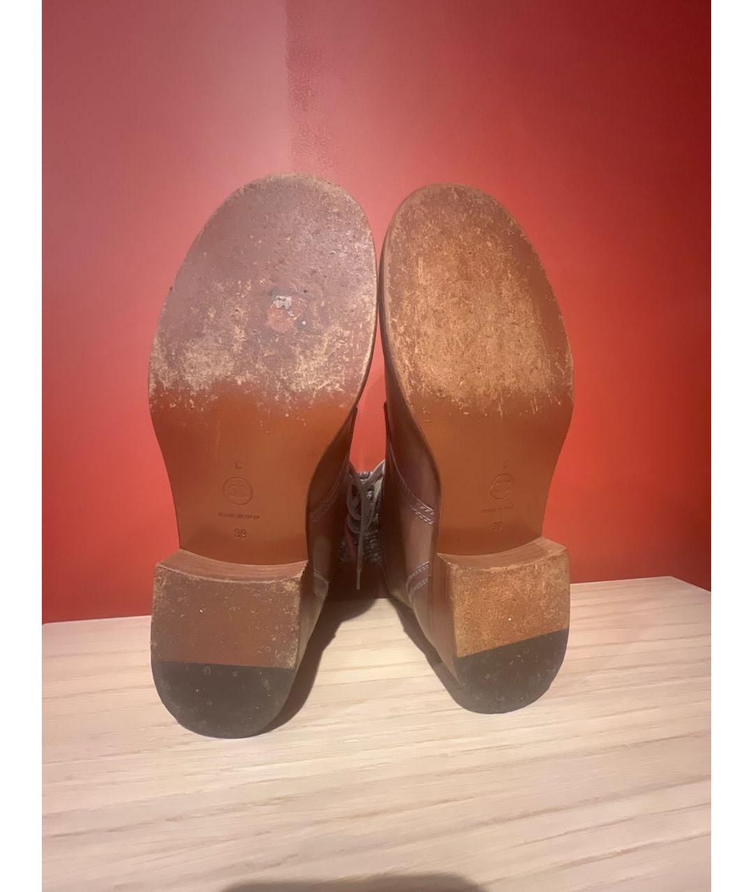 CHANEL Коричневые кожаные ботинки, фото 6