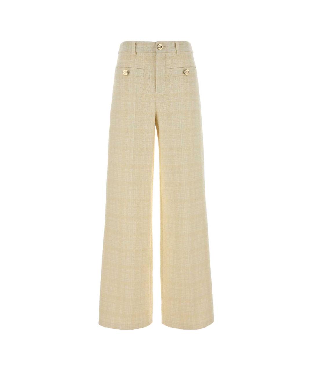GUCCI Бежевые хлопковые прямые брюки, фото 1