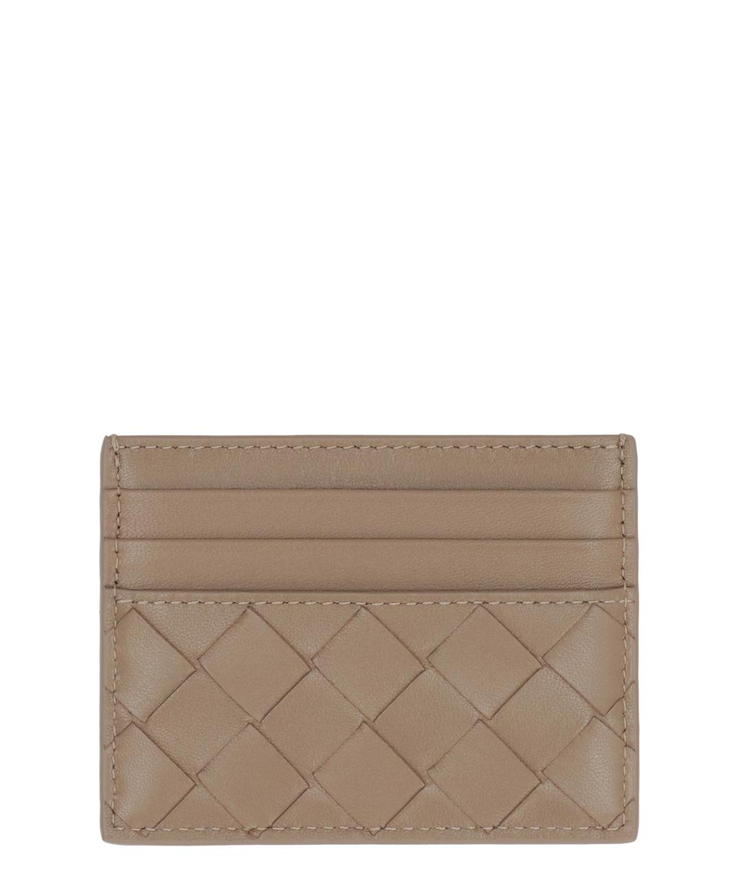 BOTTEGA VENETA Бежевый кожаный кардхолдер, фото 1