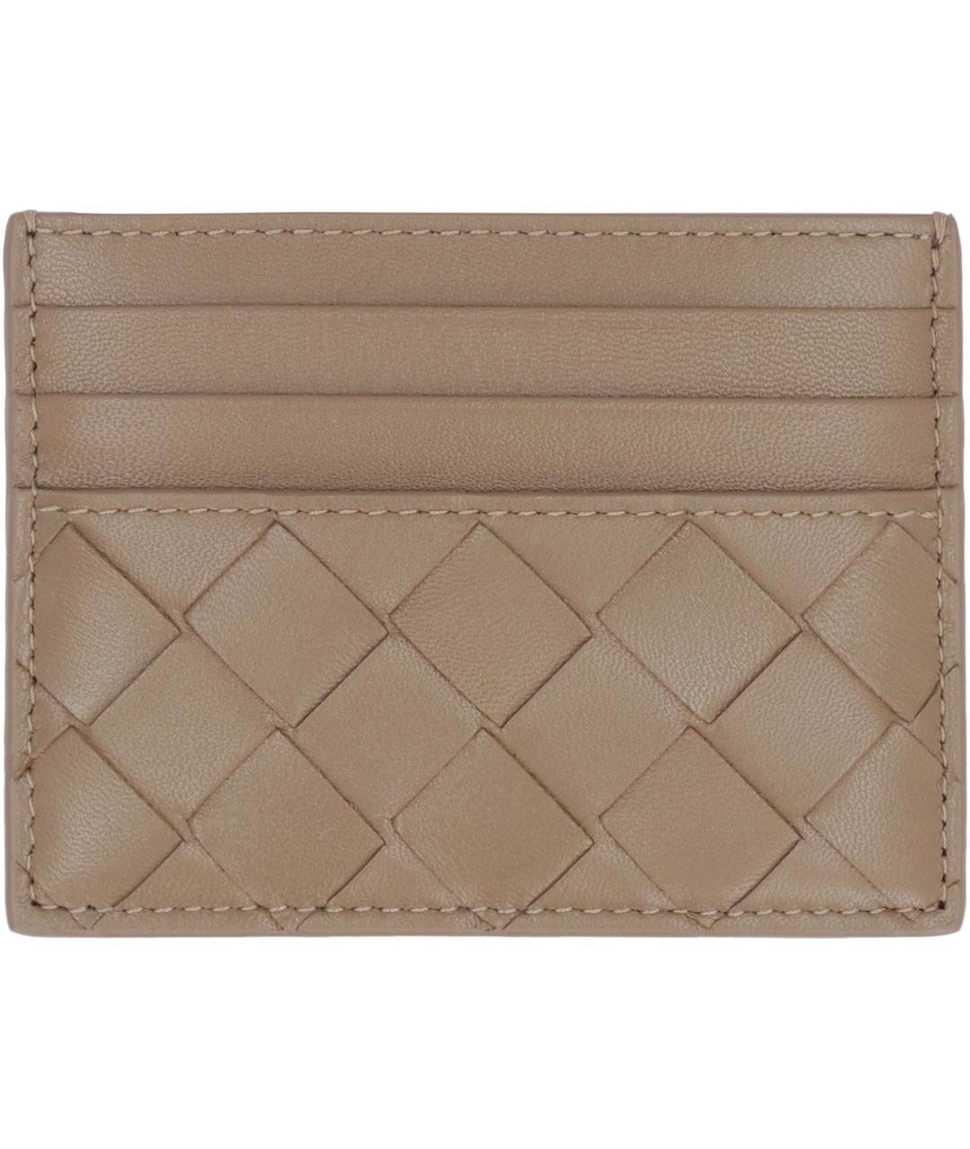 BOTTEGA VENETA Бежевый кожаный кардхолдер, фото 3