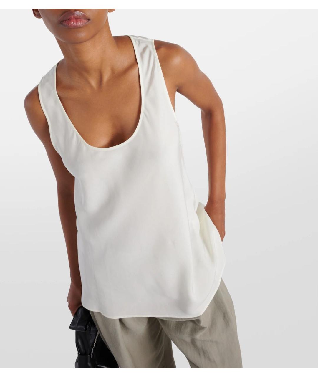 LES COPAINS Белая атласная майка, фото 2