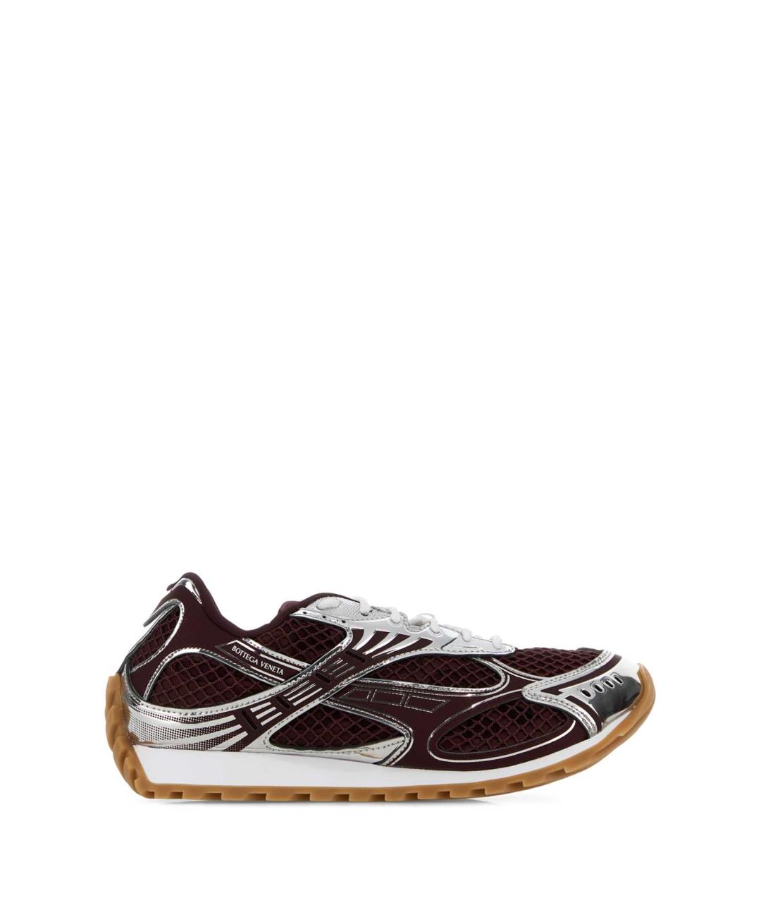 BOTTEGA VENETA Бордовые синтетические низкие кроссовки / кеды, фото 1